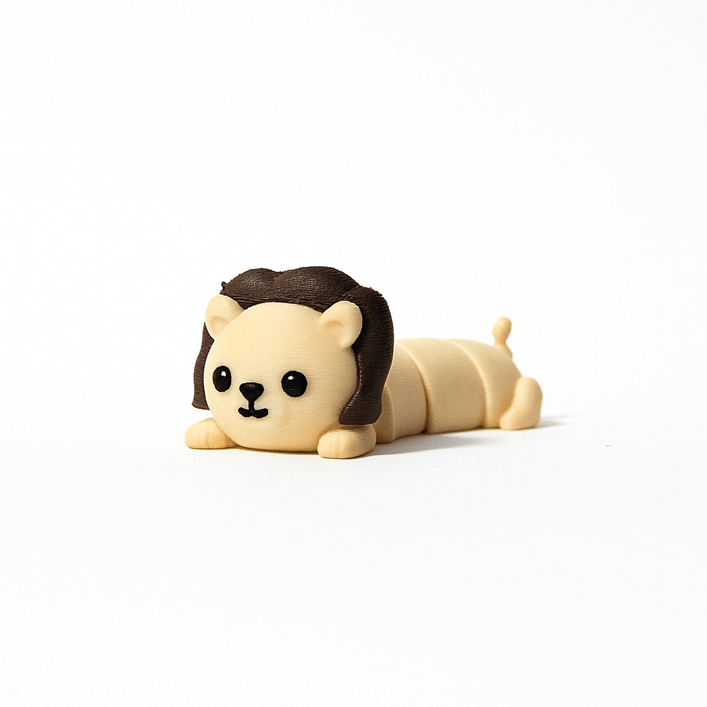 3D Printed Flexy Lion Toy – Articulated Fidget Lion | Cute Desk Buddy, Stress Reliever, Stocking Stuffer - Rocket Forge 3D