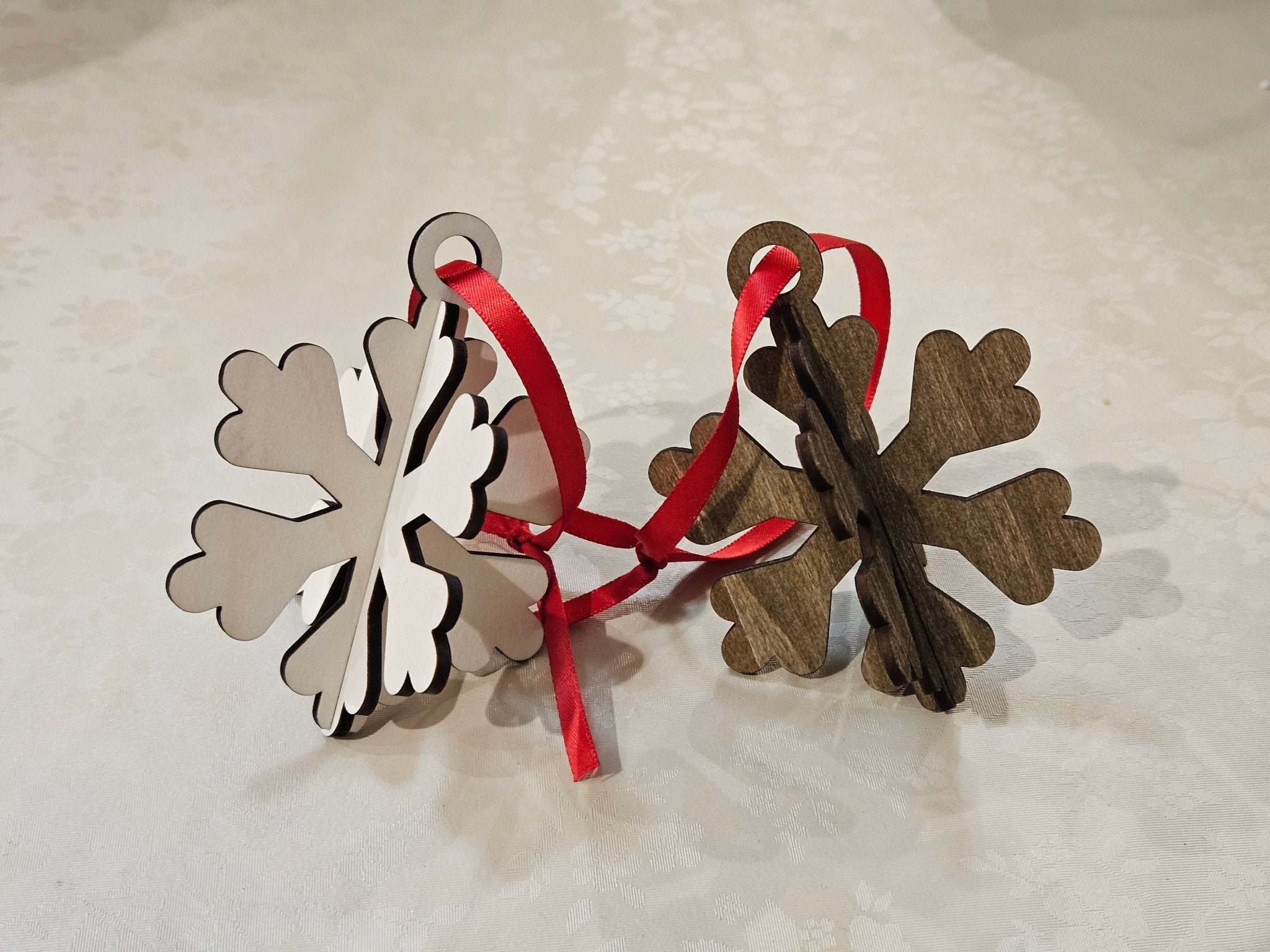 Rustic Laser - Cut Snowflake Ornaments (Light + Dark Options) - Rocket Forge 3D