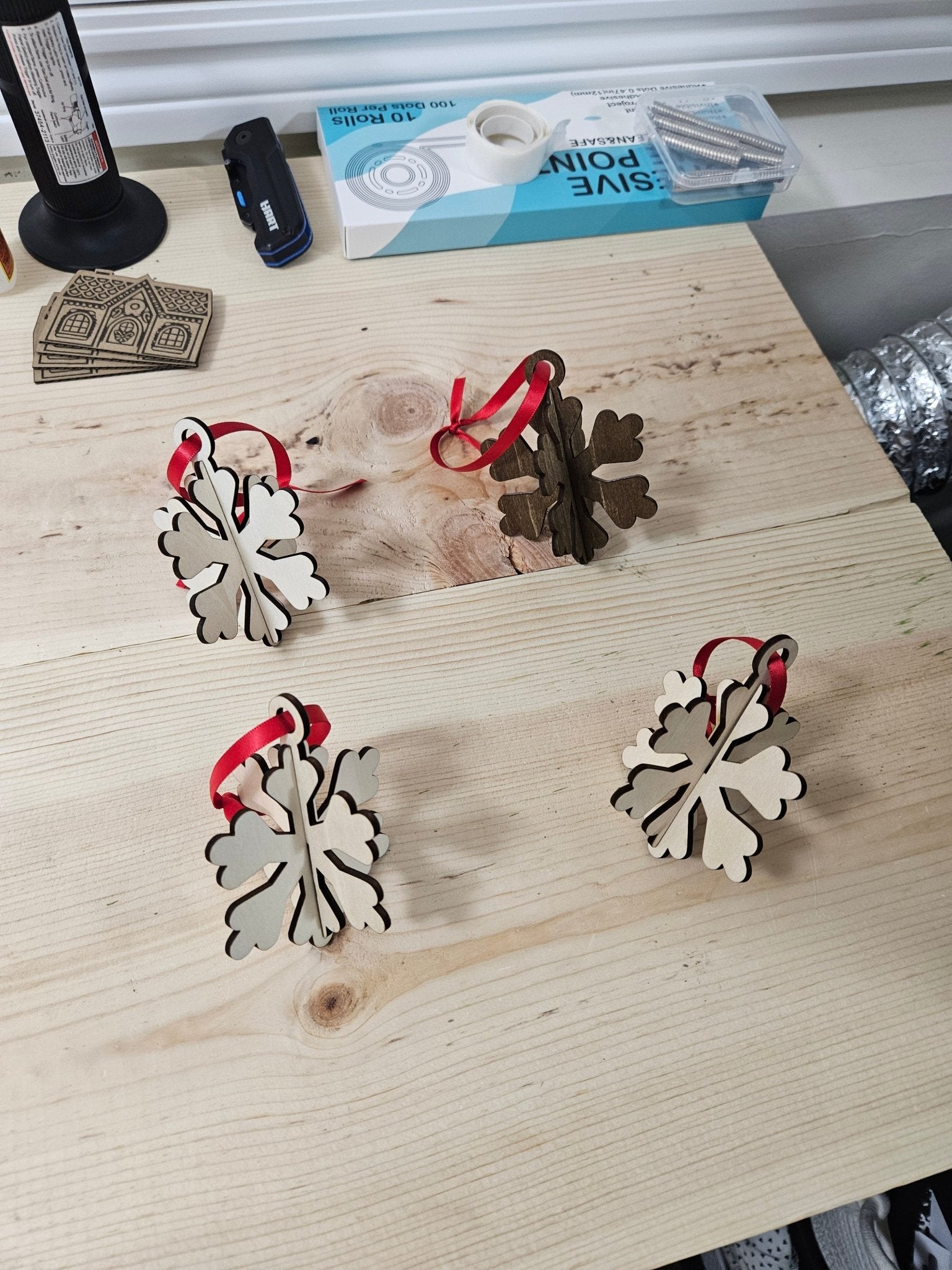 Rustic Laser - Cut Snowflake Ornaments (Light + Dark Options) - Rocket Forge 3D